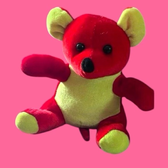 Red & Lime Green Teddy bear - Picture 1 of 5